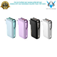 Pin dự phòng sạc nhanh Remax RPP-532 10000mAh QC 22.5w và PD 20W - kiêm cốc sạc chân nguồn 220V (màu ngẫu nhiên)