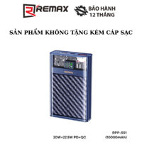 Pin Dự Phòng Sạc Nhanh Trong Suốt Remax RPP-551 10000mAh QC PD max 22.5W tích hợp màn hình LED 1 cổng USB và 1 cổngTypeC