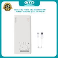 Pin dự phòng sạc nhanh 30000mAh Romoss Sense 8F hỗ trợ QC 22.5W và PD 20W (trắng) nhất tín computer