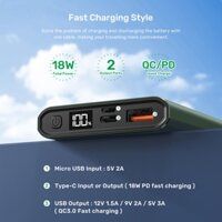 Pin Dự Phòng TOPK I1006P 18W QC3.0 10000mAh Sạc Nhanh Có Màn Hình Điện Tử