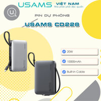 Pin Dự Phòng USAMS CD228 10000mAh 20W (Digital Display, Kèm Cáp Type-C + Lightning)