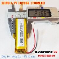 Pin Li-Po 3.7V 1700mAh 102265 (Lithium Polymer)