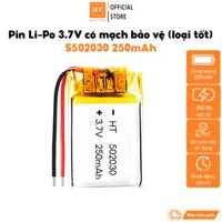 Pin Li-Po 3.7V 502030 250mAh cho hộp sạc tai nghe Bluetooth, thiết bị điện tử nhỏ