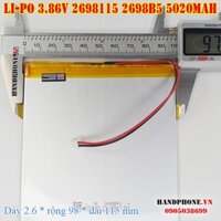 Pin Li-Po 3.86V 5020mAh 2698115 2698B5 (Lithium Polymer) cho Máy Tính Bảng, Tablet, Điện Thoại, Laptop, Camera, Bảng LED