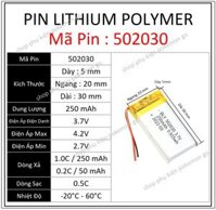 Pin Lithium - Ion 3.7V 502030 250mah