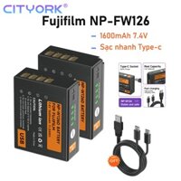 Pin máy ảnh CITYORK NP-W126 NPW126S Sạc USB cho Fujifilm X100V XA3 XA7 XA10 XT20 XT200 XE2 XPro