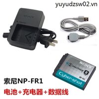 Pin Máy Ảnh sony dsc-p100 p120 p150 p200 np-fr1 + Cáp Dữ Liệu + Bộ Sạc