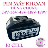 Pin Máy Khoan Cầm Tay 10 Cell Dùng Chung 24v 36v ,48v, 199v