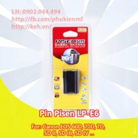 Pin Pisen LP-E6 for Canon 5D II, 5D III, 60D, 70D, 7D.