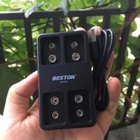 Pin sạc 9V Beston Li-Ion dung lượng cao, bộ sạc pin vuông dùng cho micro, đồng hồ vạn năng, chuông báo động, đồ chơi - Lẻ bộ sạc 4 cổng