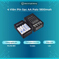 Pin Sạc AA Palo 1800mah, Kèm Hộp Sạc - Pin Tiểu Vỉ 4 Viên Chính Hãng, Pin AA Sạc BH Lỗi 1-1
