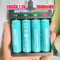Pin sạc AA/AAA 1.5V Beston và bộ sạc pin 1.5V M7011 sạc nhanh, tự ngắt, có 4 đèn xanh báo đầy