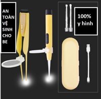 (pin sạc) Bộ ráy tai có đèn led và kính lúp  cho bé 7 món full box an toàn - dụng cụ lấy rấy tay - chăm sóc tai cao cấp dành cho bé yêu - cho mọi gia đình - Bộ dụng cụ lấy ráy tai + nhíp có đèn led siêu sáng -