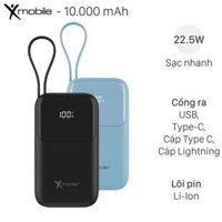 Pin sạc dự phòng 10000mAh Type C PD QC 3.0 22.5W Xmobile JP325 kèm Cáp Lightning và Cáp Type C