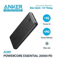 PIN SẠC DỰ PHÒNG 20000 mAh ANKER A1281 Essential 20000mah sạc nhanh PD 18W IPhone Ipad và QC3.0 cho Android