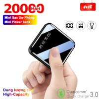 Pin sạc dự phòng 20000mAh mini  dung lượng lớn, di động màn hình kỹ thuật số, với đèn LED, sạc 2USB Power bank