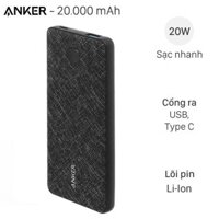Pin sạc dự phòng 20000mAh PD 20W Anker PowerCore Essential A1287
