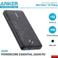 Pin sạc dự phòng 20000mAH ANKER PowerCore Essential 20000 PD - A1281 hỗ trợ sạc nhanh 18w
