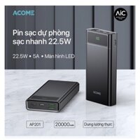 pin sạc dự phòng 20000mah 22.5w Acome AP201 đen