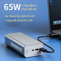 Pin Sạc Dự Phòng 30000mAh Sạc Siêu Nhanh 65W Cho Laptop Vỏ Hợp Kim Nhôm Siêu Bền