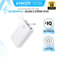Pin Sạc Dự Phòng ANKER 335 20000mAh 22.5W (Built-In USB-C) - 2 cổng (1USB-C & 1USB-A) Màu trắng - A1647