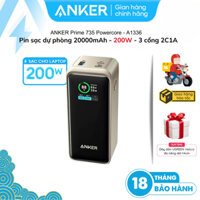 Pin Sạc Dự Phòng ANKER Prime 20000mAh | Công suất lớn 200W | 3 cổng sạc 3 thiết bị cùng lúc | Sạc nhanh Laptop - A1336