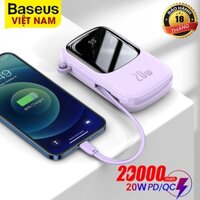 Pin sạc dự phòng Baseus mini 20W - 20000mAh tích hợp cáp sạc Lightning, màn hình LED hiển thị, dùng cho iPhone, Samsung, Xiaomi,... - Phân phối chính hãng tại Baseus Việt Nam