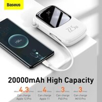 Pin sạc dự phòng Baseus 20000mAh PD tích hợp sẵn cáp cho điện thoại