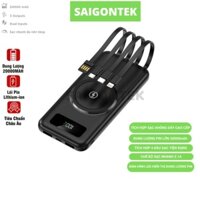 Pin sạc dự phòng dung lượng 200000mAh tích hợp sạc không dây và 4 đầu cáp sạc dùng cho điện thoại ip android
