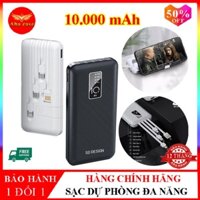 Pin Sạc Dự Phòng Hàng 10.000 mah Chính Hãng SD Design G01 sạt nhanh 2.1A Tích Hợp 4 Cáp xạc đèn led, BH 12 tháng