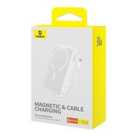 Pin Sạc Dự Phòng Không Dây Baseus Magnetic 10000mAh 30W Trắng – Tích Hợp Nam Châm & Cáp Type-C, Sạc Nhanh Tiện Lợi – CÁI