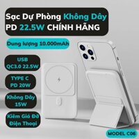 Pin Sạc Dự Phòng Không Dây 10000mah sạc nhanh PD 22.5W - HÀNG CHÍNH HÃNG - Sạc dự phòng mini từ tính