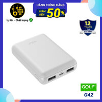 Pin sạc dự phòng mini 10000mAh Golf G42 - 2 cổng sạc USB cục sạc dự phòng giá rẻ [bonus]