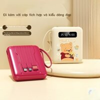 Pin sạc dự phòng mini dung lượng siêu lớn dây tự động 20000 mAh siêu mỏng nhỏ gọn di động sạc nhanh