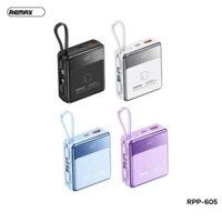 Pin Sạc Dự Phòng Mini Remax RPP-605 10000Mah (Có Màn Hình LED, Sạc Nhanh QC 18W, VOOC 22.5W, PD20W), Tích Hợp Cáp Sạc