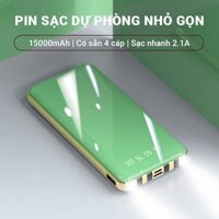 Pin sạc dự phòng nhỏ gọn 15000mAh Cát Thái KJ-A126 có 2 đèn pin LED siêu sáng, hỗ trợ sạc nhanh 2.1A, tích hợp sẵn 4 cáp
