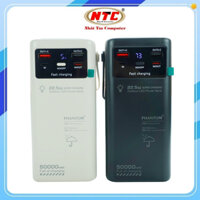 Pin sạc dự phòng PHANTOM P43 50000mAh hỗ trợ QC 3.0 22.5W và TypeC PD 20W, Kèm 4 cáp sạc, Đèn led siêu sáng