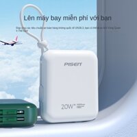 Pin sạc dự phòng PISEN 10000mAh 20W sạc nhanh PD công suất lớn mini di động với cáp điện di động quà tặng