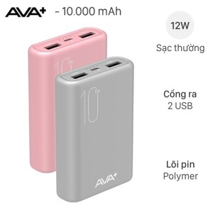 Pin sạc dự phòng Polymer AVA+ PJ JP192 10.000 mAh