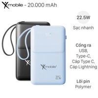 Pin sạc dự phòng Polymer 20000mAh Type C PD QC 3.0 22.5W Xmobile S2032 kèm cáp Lightning và Type C