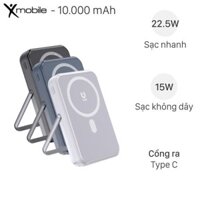 Pin sạc dự phòng Polymer 10000mAh Không dây Magnetic Type C PD QC 3.0 22.5W Xmobile M12-3