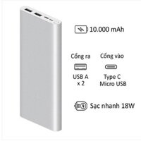 Pin sạc dự phòng Polymer 10.000mAh Xiaomi Mi 18W Fast Charge Power Bank 3