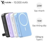 Pin sạc dự phòng Polymer 10000mAh không dây Magnetic Type C PD 20W Xmobile T156