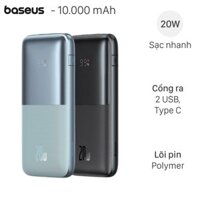 Pin sạc dự phòng Polymer 10000mAh Type C PD 20W Baseus Bipow Pro PPBD2-1020