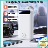 Pin Sạc Dự Phòng Remax RPP 522 Sạc Nhanh 30000mAh 2 cổng USB và 1 cổng Type C – Box Sạc Dự Phòng 20W Tích Hợp Đèn Pin