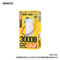 Pin sạc dự phòng sạc nhanh có đèn Led REMAX RPP-320 Chinen Series PD20W+QC22.5W 30000mAh