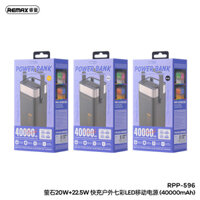 Pin sạc dự phòng sạc nhanh có đèn Led REMAX RPP-596 Fluorite Series 20W+22.5W PD+QC Outdoor 40000mAh