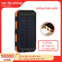 Pin Sạc dự phòng Sử Dụng Năng Lượng Mặt Trời Chống Thấm Nước 50000mah sạc 2 cổng USB thiết kế không thấm nước Đèn pin