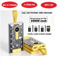 Pin sạc dự phòng trong suốt 50000 mah 30000 mah 5 cổng ra sạc nhanh PD, sạc nhiều thiết bị BH 1 năm