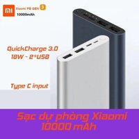 Pin sạc dự phòng Xiaomi Gen 3 Pro 10000mAh, 1 Type C, 1 cổng USB, 1 micro USB, hỗ trợ sạc nhanh 18W - Bảo hành 16 tháng